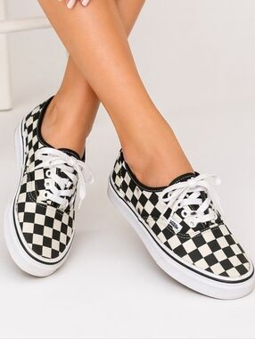 Vans | Black White Lace Up Checkerboard Sneakers Preppy